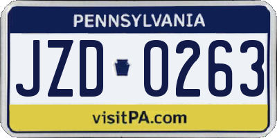 PA license plate JZD0263