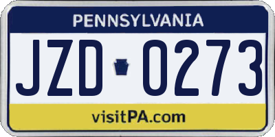 PA license plate JZD0273
