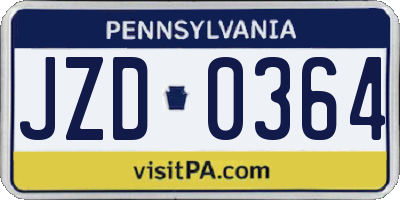PA license plate JZD0364