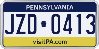 PA license plate JZD0413