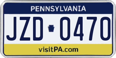 PA license plate JZD0470