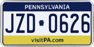 PA license plate JZD0626