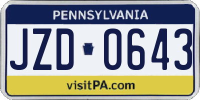 PA license plate JZD0643