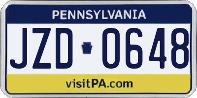 PA license plate JZD0648