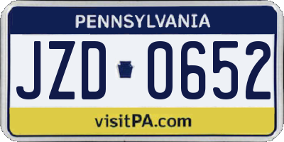 PA license plate JZD0652