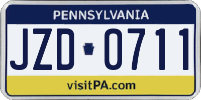 PA license plate JZD0711
