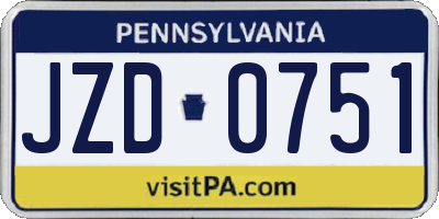PA license plate JZD0751