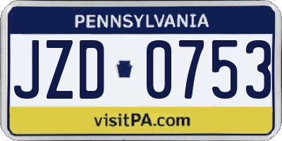 PA license plate JZD0753