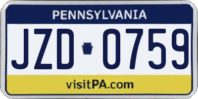 PA license plate JZD0759