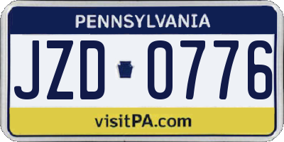 PA license plate JZD0776