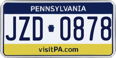PA license plate JZD0878