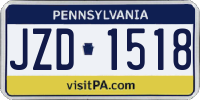 PA license plate JZD1518