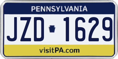 PA license plate JZD1629
