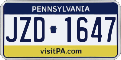PA license plate JZD1647
