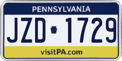 PA license plate JZD1729