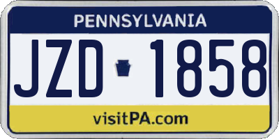 PA license plate JZD1858