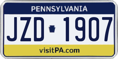 PA license plate JZD1907