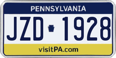 PA license plate JZD1928