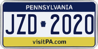 PA license plate JZD2020