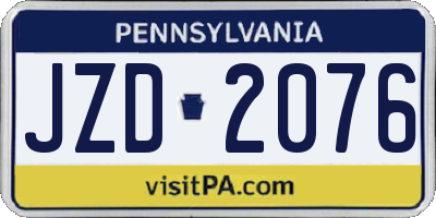 PA license plate JZD2076