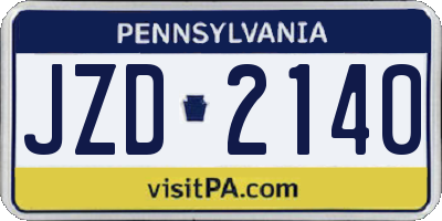 PA license plate JZD2140