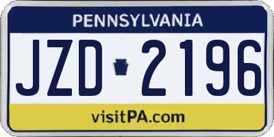 PA license plate JZD2196