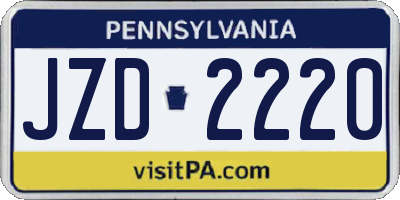 PA license plate JZD2220