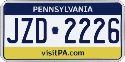 PA license plate JZD2226