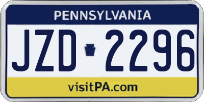 PA license plate JZD2296