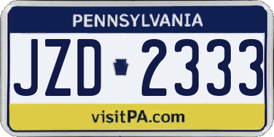 PA license plate JZD2333
