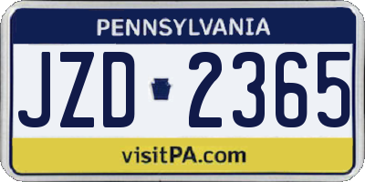 PA license plate JZD2365