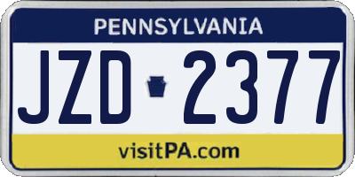 PA license plate JZD2377