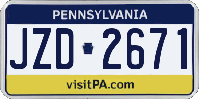 PA license plate JZD2671