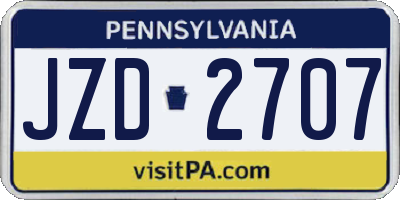 PA license plate JZD2707