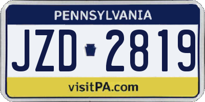 PA license plate JZD2819