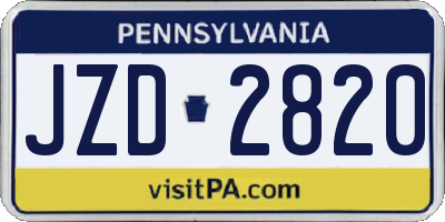 PA license plate JZD2820