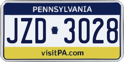 PA license plate JZD3028