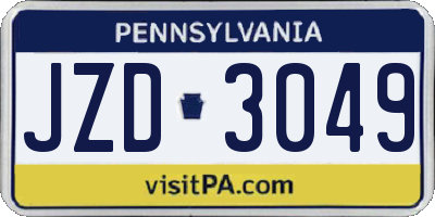 PA license plate JZD3049
