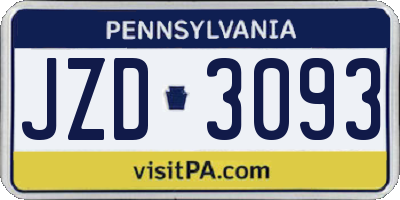 PA license plate JZD3093