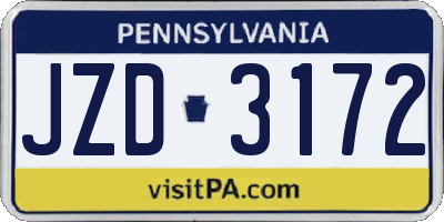 PA license plate JZD3172