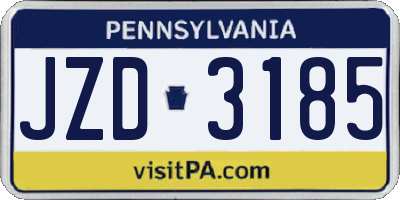 PA license plate JZD3185