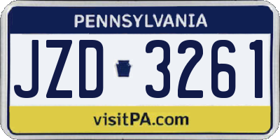 PA license plate JZD3261