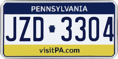 PA license plate JZD3304
