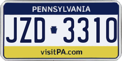 PA license plate JZD3310