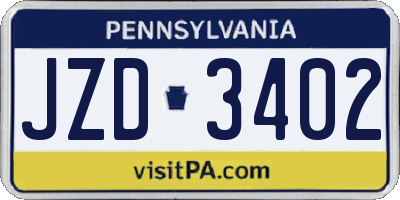 PA license plate JZD3402