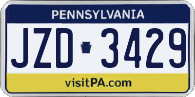 PA license plate JZD3429