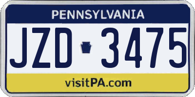 PA license plate JZD3475