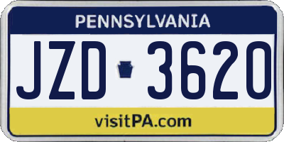 PA license plate JZD3620