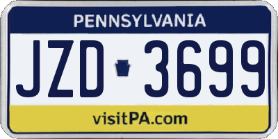 PA license plate JZD3699