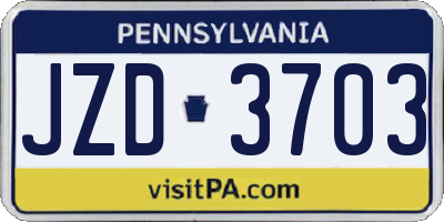 PA license plate JZD3703